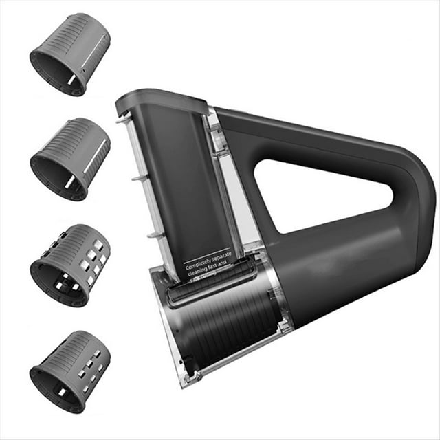Rallador de Queso Eléctrico Portátil para Ensaladas con 4 Cuchillas de Diferentes Tamaños, Rebanador Rotatorio Eléctrico de 40 W, Color Negro.