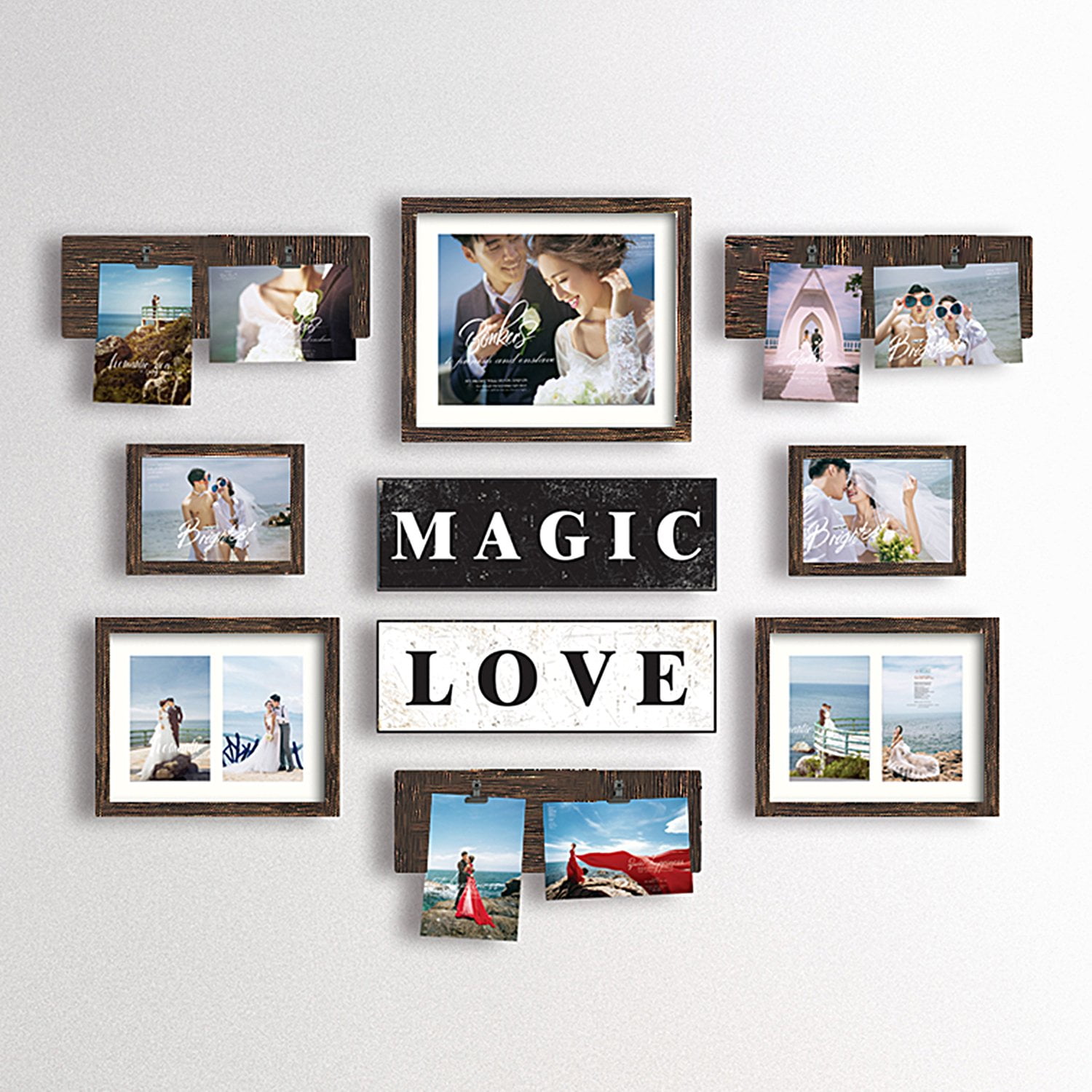 Valentine Days Gift Collage Picture Frames White HOME Decor 3D of 3 Pic Wall Hanging frame,White WIN 3839151 