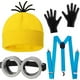 thumbnail image 1 of Accesorios de Halloween perfectos con temática de Minions para adultos: incluye gorro amarillo, gafas, guantes y tirantes | Disfraz completo de Minion, 1 of 5