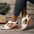 thumbnail image 5 of Sandals For Women Arch Support Wedge Open Toe Ankle Straps Peep Toe Solid Color High Heel Shoes Women Dressy Comfortable Summer Casual Sandals White 38, 5 of 9