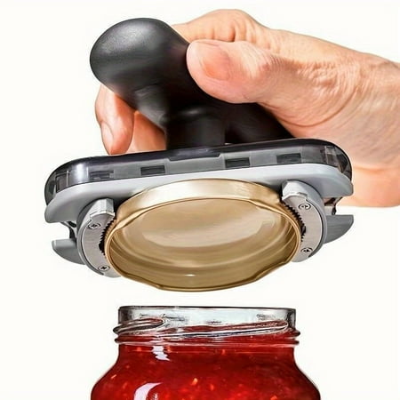 Black Adjustable Jar & Bottle Opener – 1pc Durable Metal Manual Lid Opener Tool for Kitchen, Cooking & Outdoor Dining