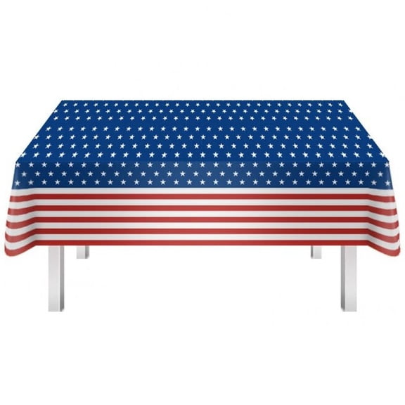 vlrwzc 4th of July Tablecloth, Patriotic Independence Day Memorial Day American Flag Table Cover for Picnic Dinner Party Table Decor