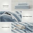 thumbnail image 4 of PURE ERA Jersey Knit Duvet Cover Set 100% T-Shirt Heather Cotton Super Soft Striped Design, with Zipper Closure, Blueish Grey Stripe, Queen, 4 of 9