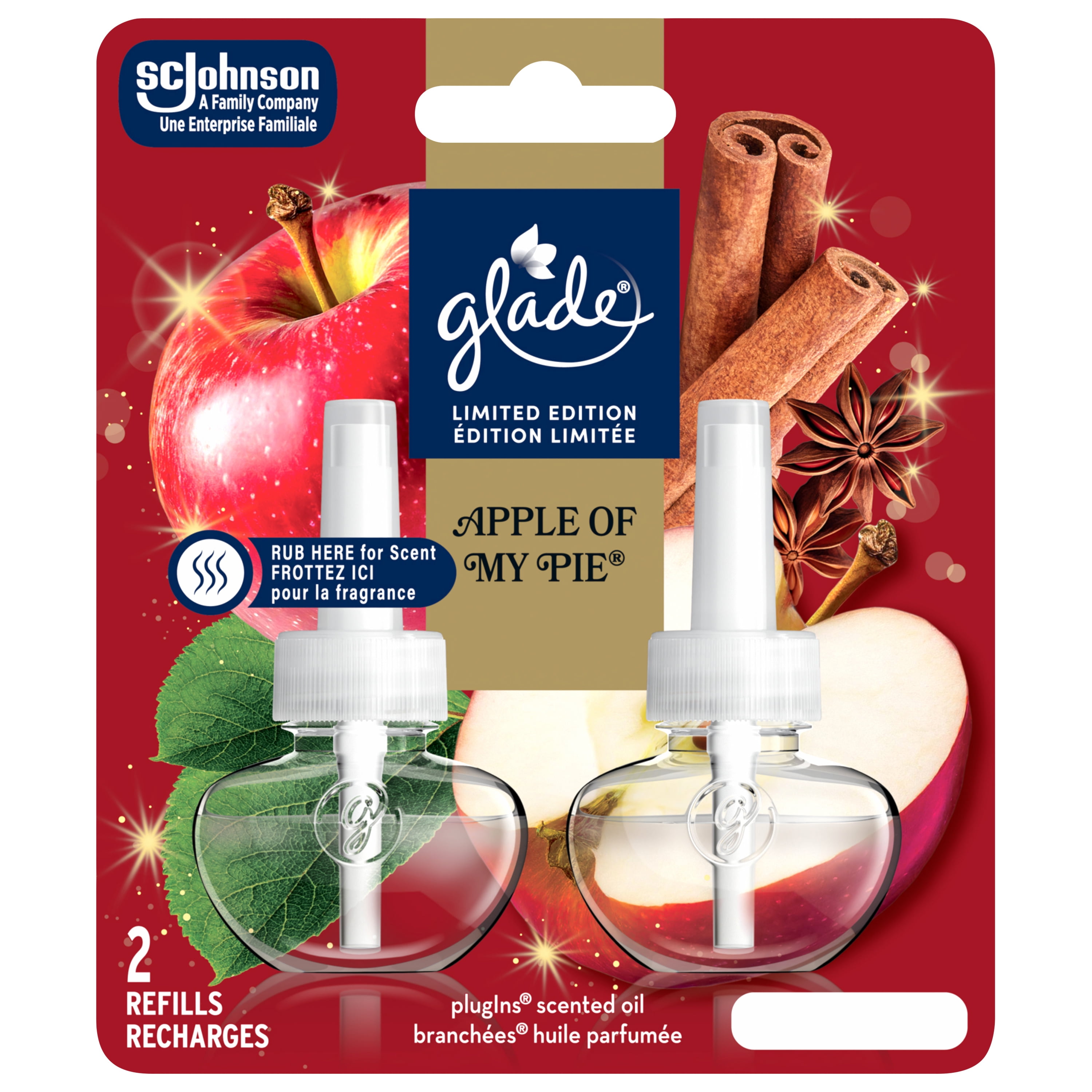Glade Plugins® Air Freshener Oil Refill, Apple of my Pie™, Stocking Stuffer, 2 Refills