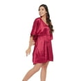 thumbnail image 6 of Women Satin Plus Size Tunic Short Kaftan Dress Silk Kimono Sleepwear Adjustale Waist Dress, 6 of 8