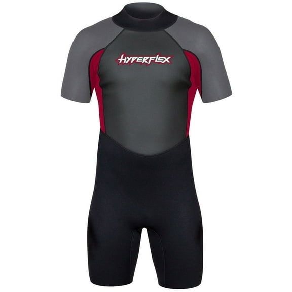 Hyperflex Men's Access Shorty Spring Suit 2.5mm Wetsuit, Back Zip, Black / Red