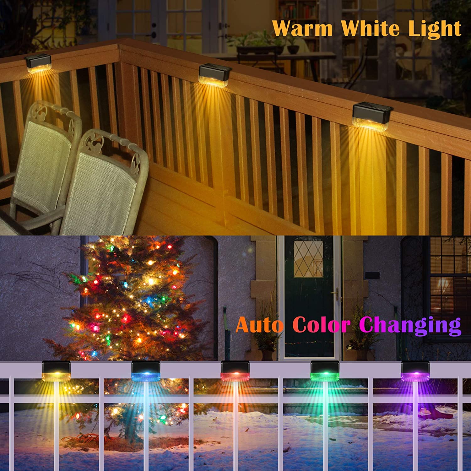 8 Pack Fence Post Solar Lights,Black