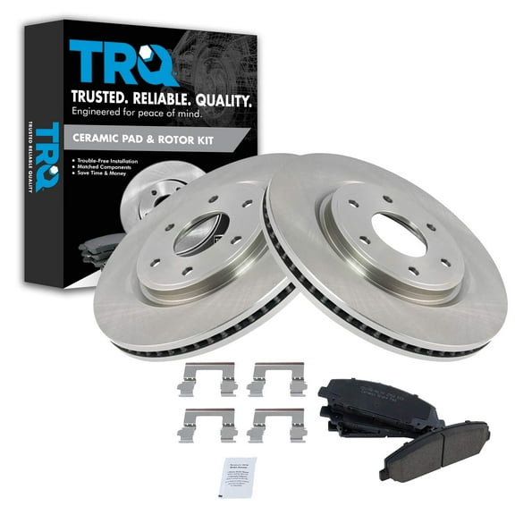 TRQ Front Brake Pad & Rotor Kit Brake Pads Brake Rotor Ceramic Fits Select 2006-2007 INFINITI QX56 Nissan Armada
