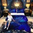 thumbnail image 2 of meiyoeat Space Shark Full Size Comforter Sets for Kids Boys Girls, Dreamy Galaxy Star Animal Bedding Comforter Set, Navy, Blue Reversible, 3 Pieces, 1 Comforter and 2 Pillowcases, 2 of 6