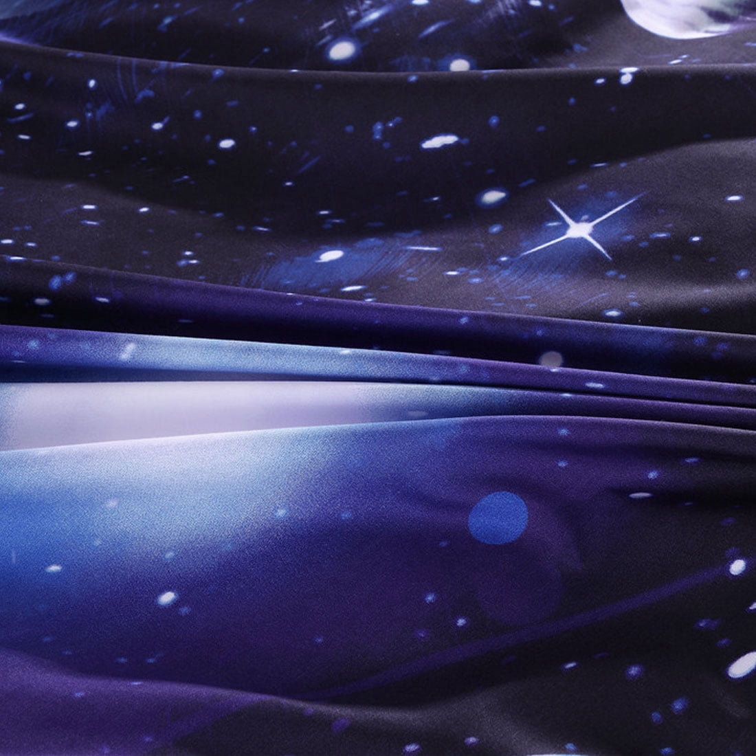 2 Piece 3D Galaxy Duvet Cover Bedding Set with Pillowcase Dark Purple Twin