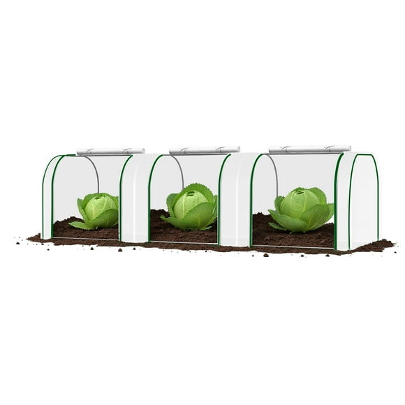 Mini Serre – Portable 10'x3'x2.5' – Intérieur/extérieur – Housse PE Imperméable – Cadre en Acier – Porte à Glissière Enroulable – Semis, Jardin, Patio et Balcon – Blanc