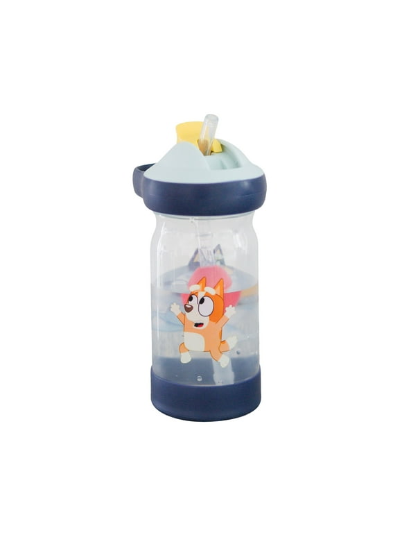 The First Years Bluey Sip & See Toddler Water Bottle with Floating Charm, 12 oz