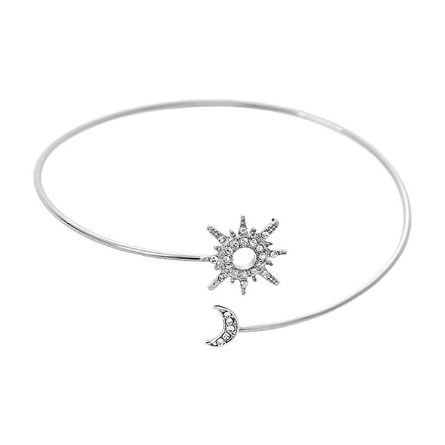de para mujer, cadena de abierto Sun Moon, brazalete de moda simple brilnte para fiesta en verano, Zulema Pulsera de brazo