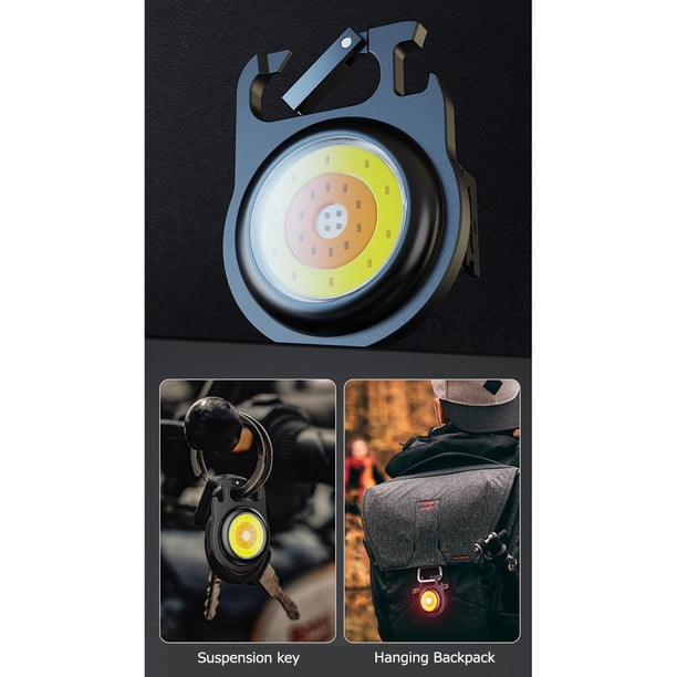 Lámpara USB COB LED Mini linterna llavero abrebotellas 500lm linterna de bolsillo negro Tmvgtek Para estrenar
