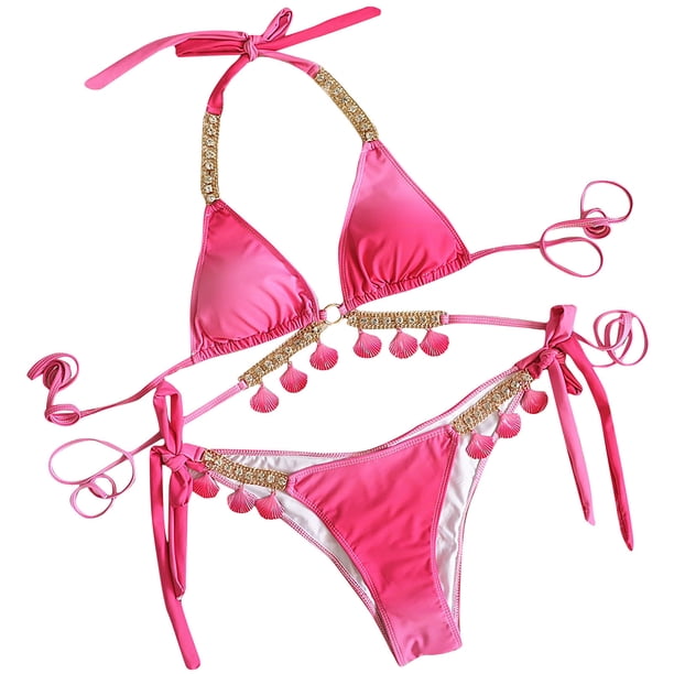 Conjunto de bikini sólido con degradado elegante para mujer, traje de baño de dos piezas con relleno sólido, ropa de playa OAVQHLG3B Store lin121212