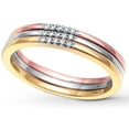 thumbnail image 2 of 3 Piece Tri Color White Rose and Yellow Wedding Ring Band for Women, 2 of 2