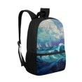 thumbnail image 2 of Uourmeti Durable Backpack for Daily Use School, 17 Inch Personalized School Backpack, Wave and Sailboat Art Pattern, 2 of 6