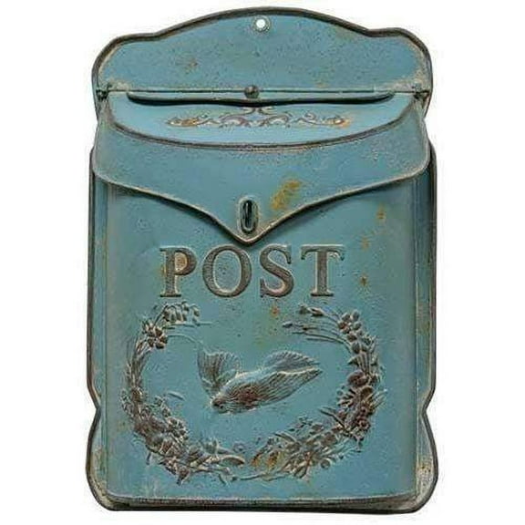 Rustic Turquoise Post Box - Wall Hung Decorative Mail Box