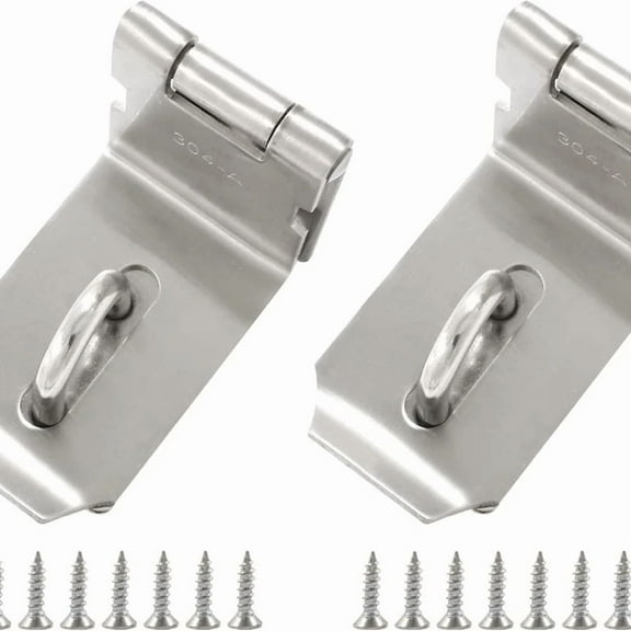 2Pcs Door Hasp Latch Lock, 4 Inch 90 Degree Right Angle Padlock Hasp, Stainless
