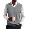 thumbnail image 2 of Knit Vests for Men Sleeveless Sweater Vest Men's Casual Vests Classic V Neck Layering Tops Office Sweater Vest Brown L, 2 of 5