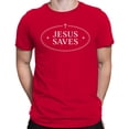 thumbnail image 2 of Jesus Saves Christian Men's Red T-shirt, 2 of 3