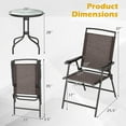 thumbnail image 3 of PRZL 3-Piece Bistro Set, Patio Furniture Set for Outdoor Poolside Balcony Garden Yard, 28" H Outdoor Round Table and 2-Pack Folding Chairs, 3PCS Bistro Dining Furniture Set(Brown), 3 of 10