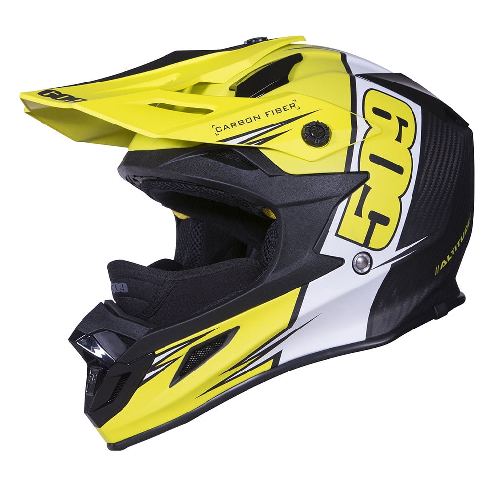 Altitude Snocross Carbon Fiber Snowmobile Helmet w Chin Curtain