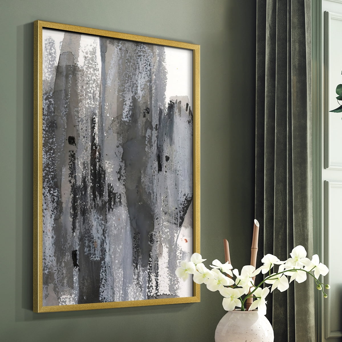 Loft Pastel III Framed Print in Gold Solid Wood Framed Print No Nail Hanging