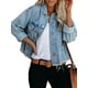 thumbnail image 5 of VISgogo - Chaqueta de mezclilla lavada para mujer, manga larga, con botones, suelta, para novio VISgogo moda, 5 of 9