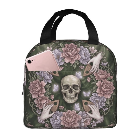 Skull Lunch Tote, Insulated Lunch Bag Lunch Box Thermal Cooler, Reusable Leakproof Meal Prep Bag For Women & Men, Office Work, And Travel