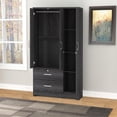 thumbnail image 3 of Better Home Products Symphony Wardrobe Armoire Closet with Two Drawers in Gray, 3 of 6