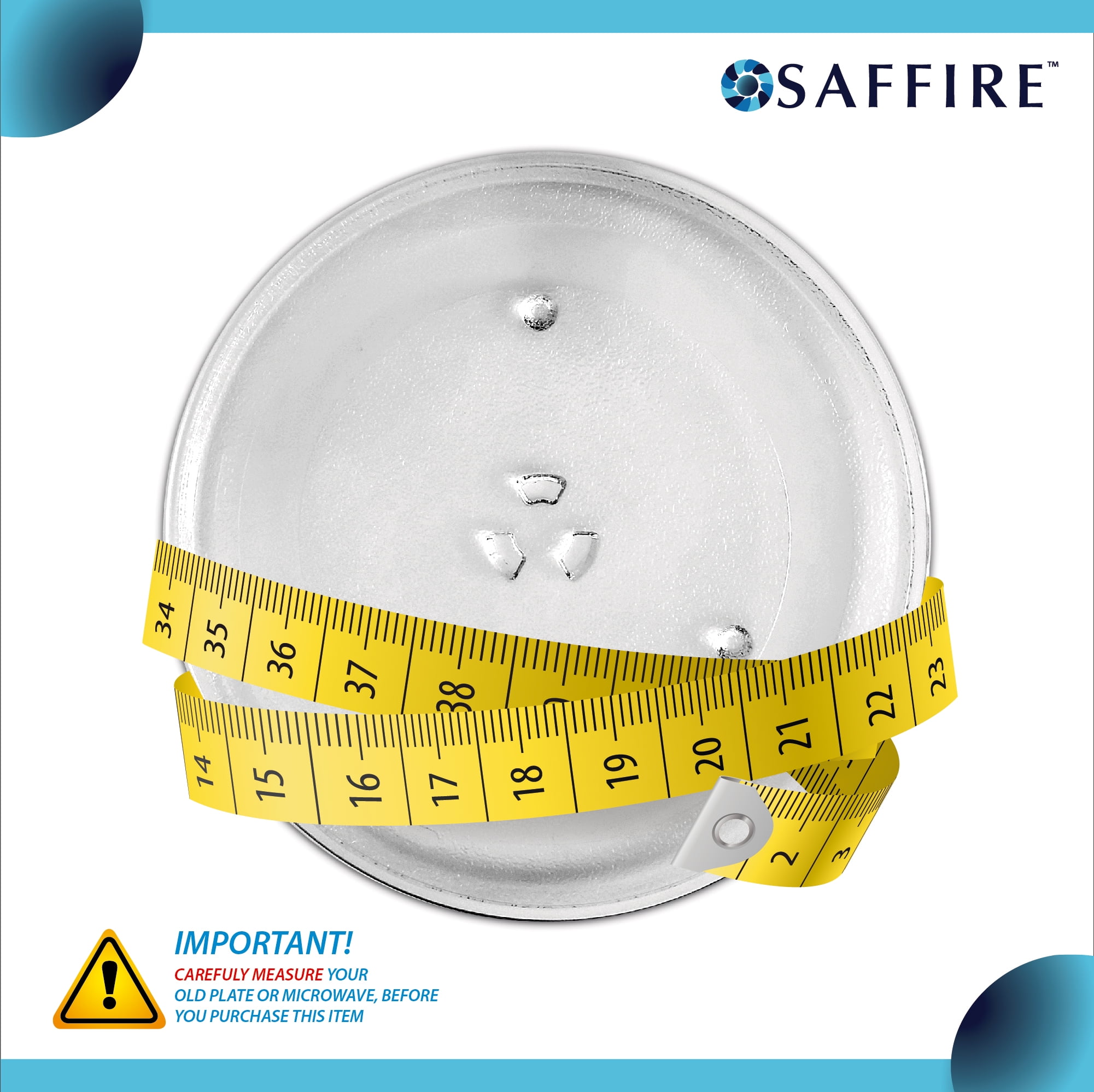 Saffire 12.5"- 31.75 cm Glass Microwave Turntable Plate for GE WB39X10002 and WB39X10003
