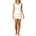 thumbnail image 2 of INSPIRE CHIC Women's Satin Tank Top V Neck Basic Silky Double Strap Sleeveless Blouse XL White, 2 of 6
