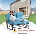 thumbnail image 2 of Outdoor Patio Metal Swing Glider Rocking Bench,Garden Loveseat Porch Furniture Glider, Steel Frame Chair Set with Cushion Blue, 2 of 7