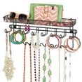 thumbnail image 5 of mDesign Steel Wall Mount Jewelry Organizer Rack with 8 Hooks/Basket, Black, 5 of 7