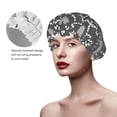 thumbnail image 4 of YFYANG Women's Double Waterproof Shower Cap, Grey Christmas Deer Reusable Hair Cap for All Hair Styles and Head Sizes, 4 of 9