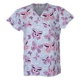 thumbnail image 2 of Minty Mint, Women's, Microfiber Printed Medical Scrub Set V-Neck Top and Pants, Light Grey, 2XL, 2 of 3