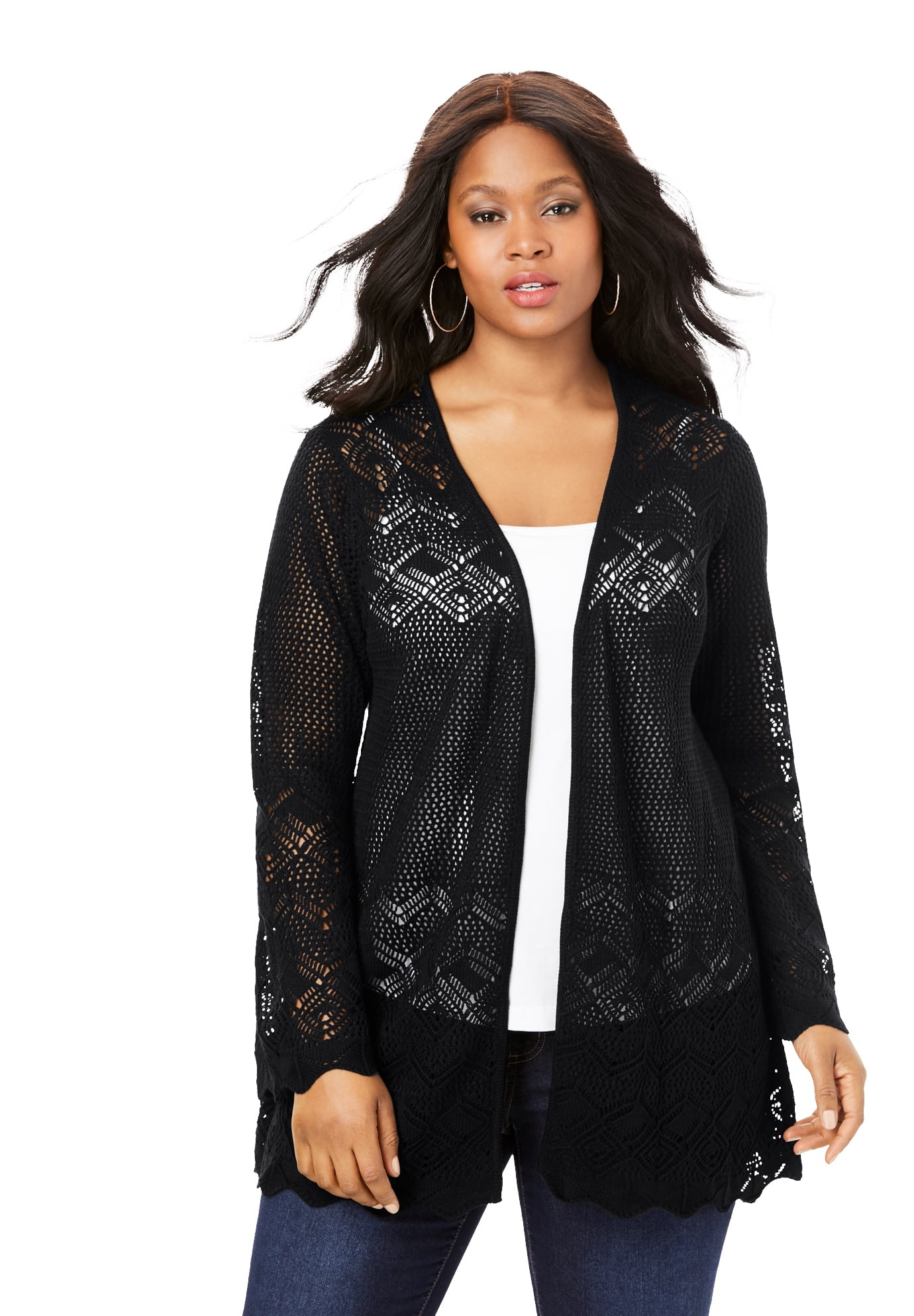 black pointelle cardigan
