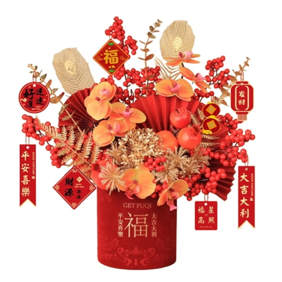 Chinese Flower Pots New Year Table Decoration Chinese Flower Arrangement New Year Party Home Decoration Type B Desktop Ornament