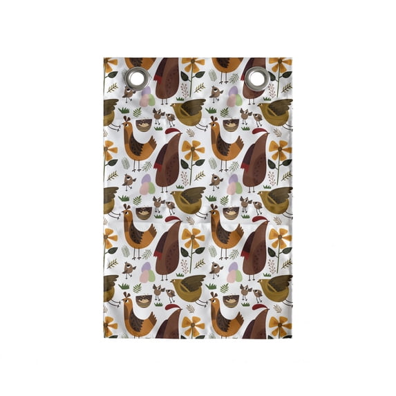 Animal Hanging Pocket Organizer, Funny Various Chickens Eggs and Flowers Cartoon Rural Farm Elements, Printed Polyester Storage Bag with Pockets, 14" x 20", Multicolor