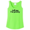thumbnail image 3 of Tell Me I'm Pretty Tank Top for Women and Teens Distressed Girly Summer Quote Shirt Neon Green Tank Top Medium, 3 of 4
