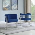 thumbnail image 3 of Dark Gray Velvet Accent Barrel Leisure Chair with Silver Chrome Legs, 3 of 5
