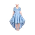 thumbnail image 1 of Robe Fille Bleue Hi-lo Perle Organza Nœud Papillon Fête Concours Mariage 12 Ans, 1 of 1