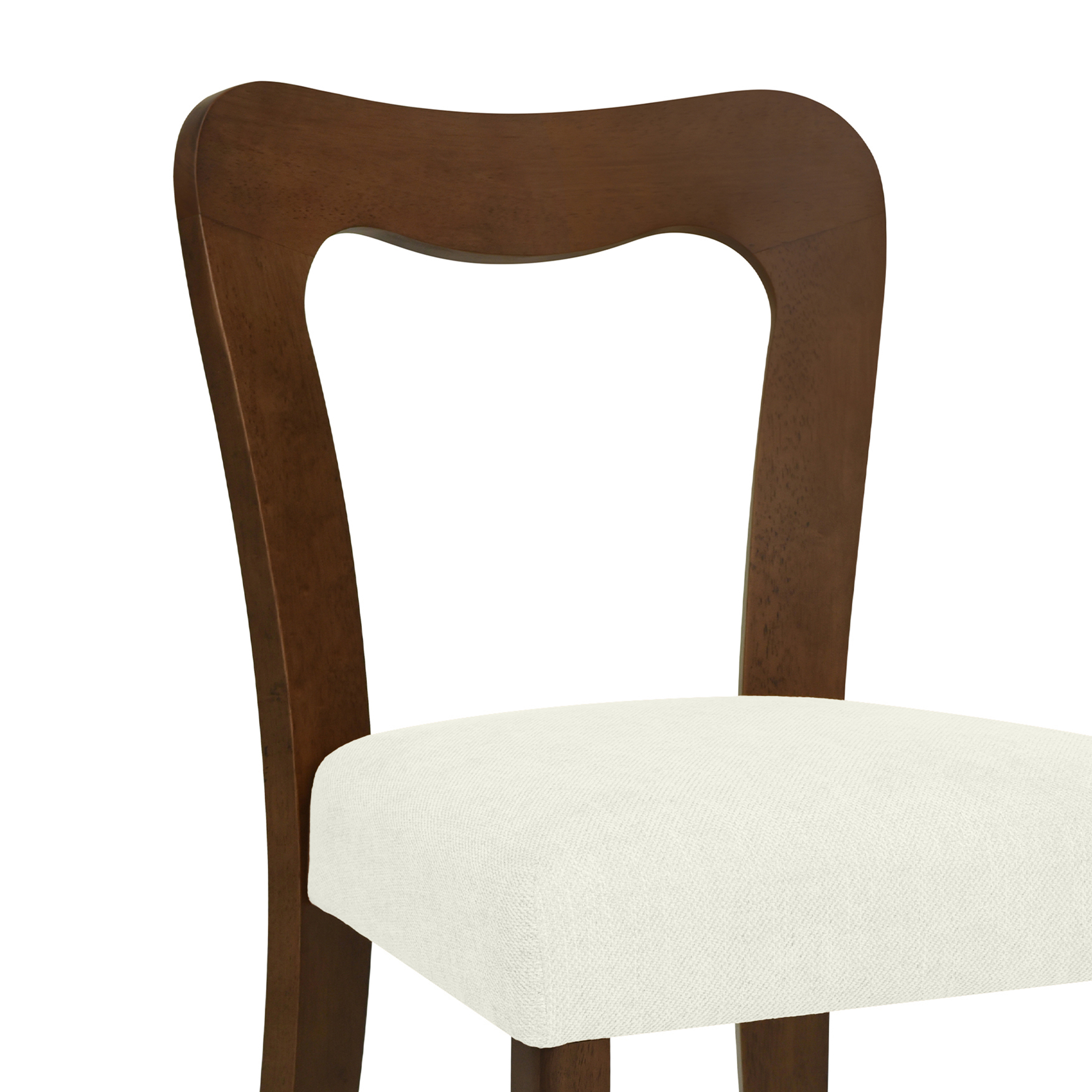 Euroco Mid-Century Dining Chairs Set of 2, Upholstered Kitchen Side Chairs Accent Chairs with Wooden Legs for Living Room,Beige & Walnut