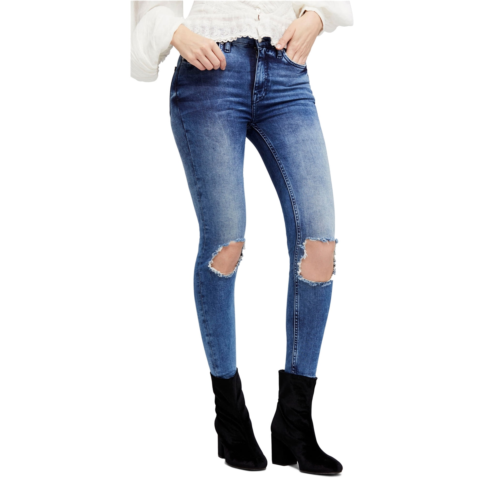 free people busted knee black jeans