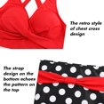 thumbnail image 4 of LAICAIW Womens Two Piece Swimsuits Wrap Front Bikini High Waisted Bottom Tummy Control Bathing Suits Vintage Print Swimwear, 4 of 7