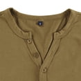 thumbnail image 2 of Summer Men's Henley Short Sleeve T-Shirt European and American Men's Bottoming Button T-Shirt-Army Green-3XL, 2 of 8