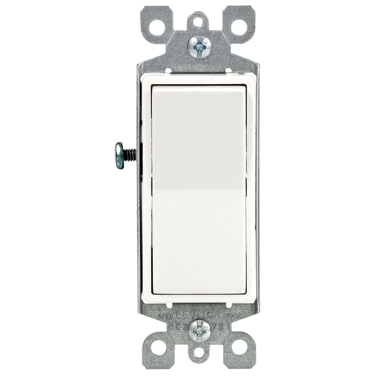Leviton 5613-2W Decora Rocker Switch – 15 Amp, 120/277V, Illuminated When Off, 3-Way, Residential Grade, White