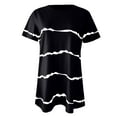 thumbnail image 5 of Women's Casual Tops Striped Casual Loose Fit Curved Hem Short Sleeve Shirts Summer Crew Neck Blouses (L, Black), 5 of 6