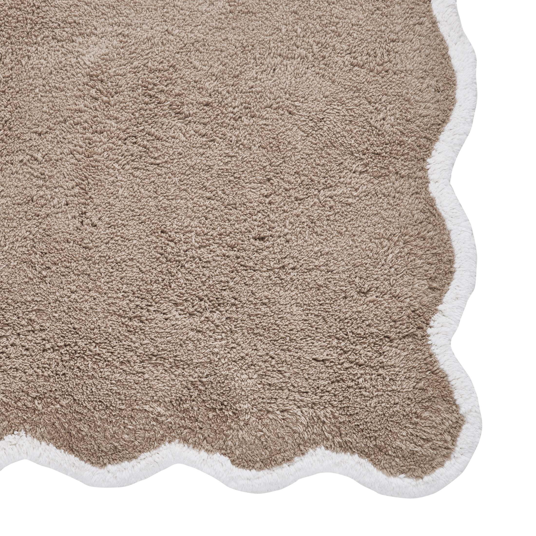 My Texas House Whitney Taupe Scallop Cotton Bath Rug Runner, 24" x 60"